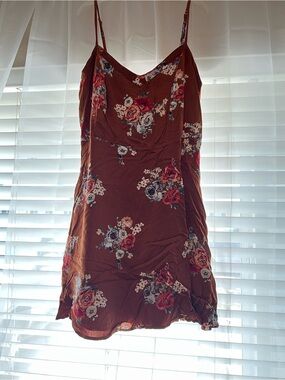 Forever 21 Rust Floral Midi Slip Dress